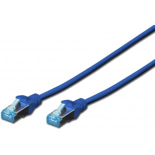 DIGITUS Cable patch Cat-5e avec blindage SF-UTP - Fils CCA - Gaine en PVC - Cable reseau - Bleu 0,5 m