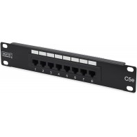 DIGITUS Cat-5e Patchpanel - 8 Ports - Prises RJ45 - Montage en Rack 10 Pouces 1U - Panneau de Distribution LSA - Non blinde - No