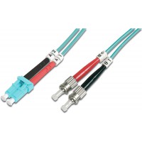 DIGITUS LWL cable Patch OM3-1 m LC vers St cable Fibre Optique - LSZH - Duplex Multimode 50/125µ - 10 GBit/s - Turquoise