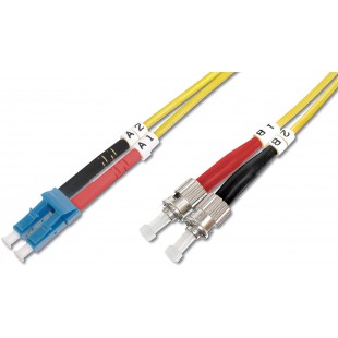 DIGITUS LWL cable Patch OS2-2 m LC vers St cable Fibre Optique - LSZH - Duplex monomode 09/125µ - 10 GBit/s - Jaune 