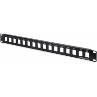 DIGITUS Patch Panel Modular - 16 Ports - 1U - Non blinde - pour modules Keystone - 19 inch Rack - Noir