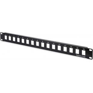 DIGITUS Patch Panel Modular - 16 Ports - 1U - Non blinde - pour modules Keystone - 19 inch Rack - Noir