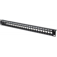 DIGITUS Patch Panel Modular - 24 Ports - 1U - Blinde - pour modules Keystone - Rack 19" - Noir
