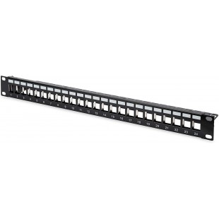 DIGITUS Patch Panel Modular - 24 Ports - 1U - Blinde - pour modules Keystone - Rack 19" - Noir
