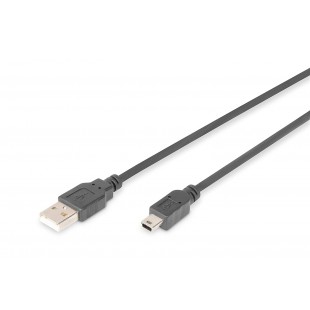 DIGITUS USB 2.0 connection cable. type A mini B (5pin) M/M. 1.8m Noir