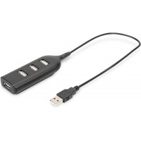 Concentrateur USB DIGITUS - 4 ports - USB 2.0 haut debit - 480 MBit/s - Alimentation USB - Noir