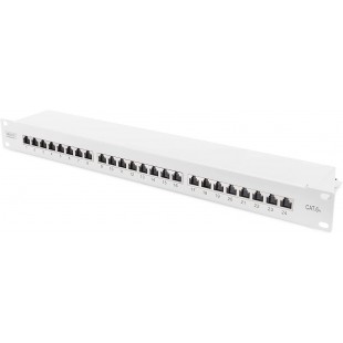 DIGITUS LSA Patch-Panel Cat-6A - 24 Ports - 1 U - Blinde - Classe EA - Volet anti-poussiere - Gris RAL 7035
