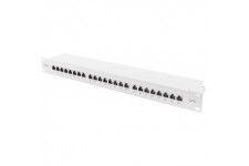 DIGITUS LSA Patch-Panel Cat-6A - 24 Ports - 1 U - Blinde - Classe EA - Volet anti-poussiere - Gris RAL 7035
