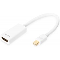 Digitus BD-340404-001-W Cable Adaptateur Mini DP fiche male vers HDMI Type A fiche Femelle DisplayPort Blanc 150 cm