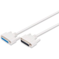 DIGITUS Cable de Connexion parallele D-Sub 25 a  D-Sub 25 - Fiche a  Prise Femelle - 2.0m - Rallonge de cable - Beige