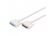 DIGITUS Cable de Connexion parallele D-Sub 25 a  D-Sub 25 - Fiche a  Prise Femelle - 2.0m - Rallonge de cable - Beige