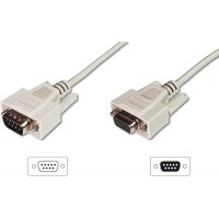 Cable de connexion serie DIGITUS - D-Sub 9 a  D-Sub 9 - Fiche a  prise femelle - 3.0m - Rallonge de cable - Beige