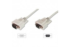 Cable de connexion serie DIGITUS - D-Sub 9 a  D-Sub 9 - Fiche a  prise femelle - 3.0m - Rallonge de cable - Beige