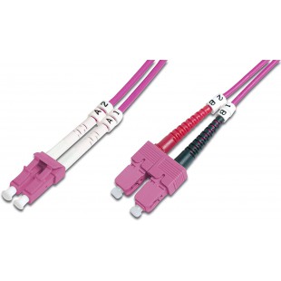 DIGITUS FO cable patch OM4 - 3 m LC vers SC cable fibre optique - LSZH - Duplex Multimode 50/125µ - 10 GBit/s - Purple