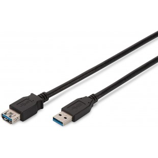 DIGITUS USB 3.0 Cable de rallonge, Type A male vers Type A Femelle, 1,8m, 5 GBP/s, Noir