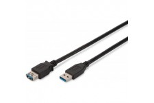 DIGITUS USB 3.0 Cable de rallonge, Type A male vers Type A Femelle, 1,8m, 5 GBP/s, Noir