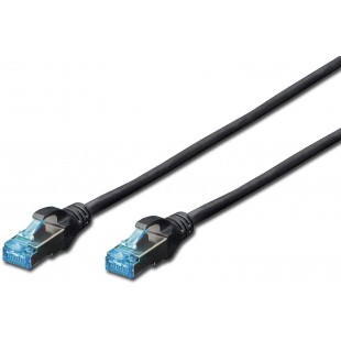 DIGITUS RJ45 Cable reseau, cable Patch Cat 5e SF/UTP 2.00 m Noir torsade par Paire