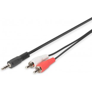 Digitus 07646 Cable Stereo Connecteur 3,5 mm et 2 connecteurs RCA male, 5 m