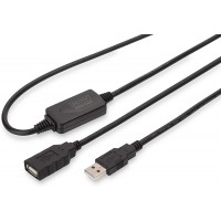 DIGITUS USB Rallonge de cable [1X fiche male A USB 2.0-1x fiche Femelle A USB 2.0] 10 m Noir