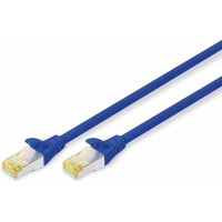 DIGITUS DK-1644-A-005/B RJ45 Cable reseau, cable Patch Cat 6a S/FTP 0.50 m Bleu sans halogene, torsade par Paire, avec