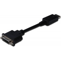 DIGITUS Cable DisplayPort (0,2 m, DP-DVI (24 + 5), male/Femelle, M/Verrouillage, DP 1.2 Compatible, UL)
