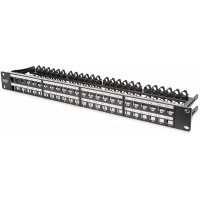 DIGITUS Panneau de Brassage modulaire - 48 Ports 1U - Rack 19" - pour modules Keystone RJ45 - blinde - Noir