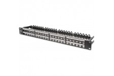 DIGITUS Panneau de Brassage modulaire - 48 Ports 1U - Rack 19" - pour modules Keystone RJ45 - blinde - Noir