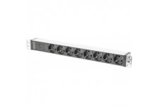 DIGITUS Multiprise 19" - 8 poignees - 1HE - 250 VAC - 50/60 Hz - 10 A - 4000 W - Preservation pour la protection contre les surc