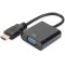 DIGITUS Adaptateur Audio Graphique HDMI Type A vers VGA + Jack 3,5 mm Full HD UXGA Noir