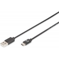 DIGITUS Cable de Connexion USB 2.0 - 1,8 m - Cable de Connexion USB Type A vers USB Type-C - Haute Vitesse 480 Mbit/