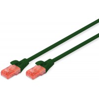 DIGITUS Cat 6 U-UTP Patch Cable, 2m, Cable reseau LAN DSL Ethernet, PVC, CCA, AWG 26/7, Vert