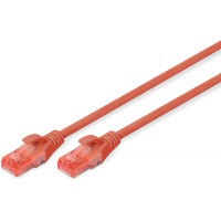 DIGITUS CAT 6 U-UTP Cable de Raccordement , 2 m, Cable Ethernet LAN LAN DSL, PVC, CCA, AWG 26/7, Rouge