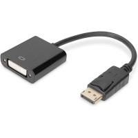 DIGITUS Displayport Cable Adaptateur, DP M - DVI (24 + 5), 0.15 m de Long, Compatible avec Verrouillage, DP 1.1 A, Noir