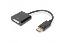 DIGITUS Displayport Cable Adaptateur, DP M - DVI (24 + 5), 0.15 m de Long, Compatible avec Verrouillage, DP 1.1 A, Noir