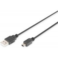 DIGITUS 1.8m, USB2.0-A/USB2.0 Mini-B cable USB 1,8 m USB A Mini-USB B Noir