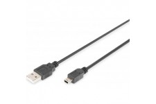 DIGITUS 1.8m, USB2.0-A/USB2.0 Mini-B cable USB 1,8 m USB A Mini-USB B Noir