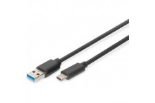 DIGITUS Blister Cable de Connexion USB et Adaptateur USB 3.0 Type-C - A, 1 m, 5 Gbit/s 1 m Noir