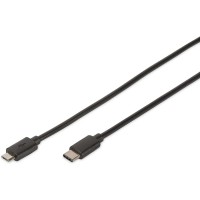 DIGITUS Blister Cable de Connexion USB et Adaptateur USB 2.0 Type-C - Micro B, 1,8 m, 480 Mbp/s 1,8 m Noir