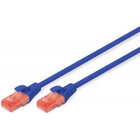 DIGITUS DK-1617-0025/B RJ45 Cable reseau, cable Patch Cat 6 U/UTP 25.00 cm Bleu sans halogene, torsade par Paire 1 pc(s
