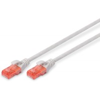 DIGITUS CAT 6 U-UTP Patch Cable, 3m, Cable reseau LAN DSL Ethernet, LSZH, cuivre, AWG 26/7, gris