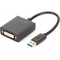 DIGITUS Adaptateur graphique USB 3.0, USB A vers DVI, Full HD, 1920 x 1080 pixels, plastique, noir