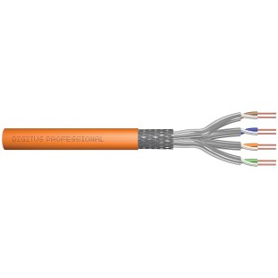 DIGITUS Cat 7 S-FTP Installation Cable 1200 MHz Dca en 50575 AWG 23/1 100 m Ring simplex Color Orange, DK-1743-VH-1