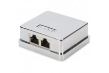 DIGITUS Cat 6 Boitier de raccordement au reseau, 2X Prise RJ45, 2X borne a  deplacement d'isolant LSA, 250 MHz, blinde, Argent
