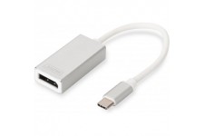 DIGITUS Adaptateur Graphique USB Type-C, USB Type-C vers DP (Femelle), 4K Ultra HD 30Hz, 3840x2160 Pixels, Aluminium