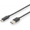 DIGITUS Cable de connexion USB 2.0-3 m - Cable de connexion USB type A vers USB Type-C - Haute vitesse 480 Mbit/s - 