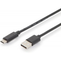 DIGITUS Cable de connexion USB 2.0-3 m - Cable de connexion USB type A vers USB Type-C - Haute vitesse 480 Mbit/s - 