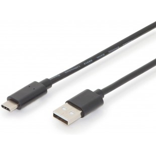 DIGITUS Cable de connexion USB 2.0-3 m - Cable de connexion USB type A vers USB Type-C - Haute vitesse 480 Mbit/s - 
