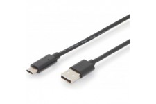 DIGITUS Cable de connexion USB 2.0-3 m - Cable de connexion USB type A vers USB Type-C - Haute vitesse 480 Mbit/s - 