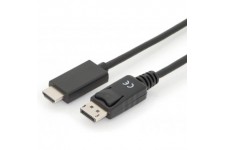 DIGITUS Cable Adaptateur DisplayPort - DP - HDMI Type A male/male - 2 m - avec Verrouillage - DP 1.2_HDMI2.0-4 K/60 
