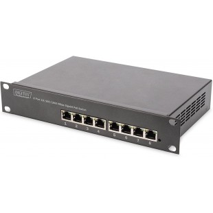 DIGITUS Gigabit Ethernet PoE+ Switch - 10 pouces - 8 ports - non gere - IEEE 802.3at - 80 Watt Power - Noir